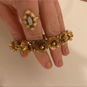 Anthropologie Gold Floral Bracelet